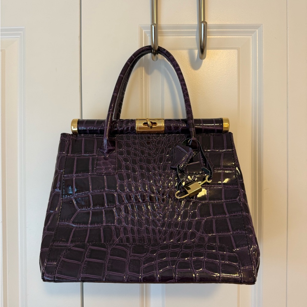 Elegant Purple Crocodile-Embossed Handbag